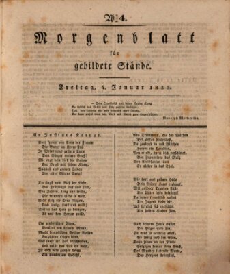 Morgenblatt für gebildete Stände Freitag 4. Januar 1833