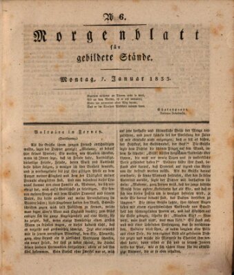 Morgenblatt für gebildete Stände Montag 7. Januar 1833