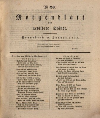 Morgenblatt für gebildete Stände Samstag 26. Januar 1833