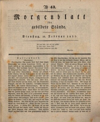 Morgenblatt für gebildete Stände Dienstag 19. Februar 1833