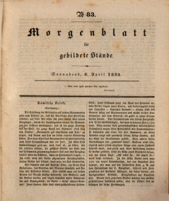 Morgenblatt für gebildete Stände Samstag 6. April 1833