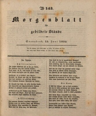 Morgenblatt für gebildete Stände Samstag 15. Juni 1833