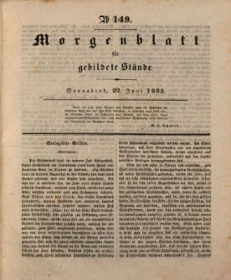 Morgenblatt für gebildete Stände Samstag 22. Juni 1833