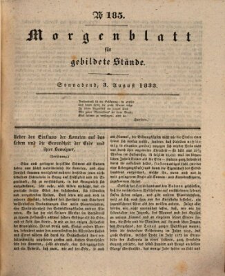 Morgenblatt für gebildete Stände Samstag 3. August 1833