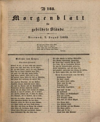 Morgenblatt für gebildete Stände Mittwoch 7. August 1833