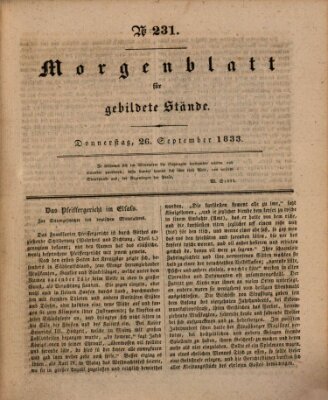 Morgenblatt für gebildete Stände Donnerstag 26. September 1833