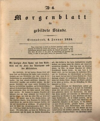 Morgenblatt für gebildete Stände Samstag 4. Januar 1834