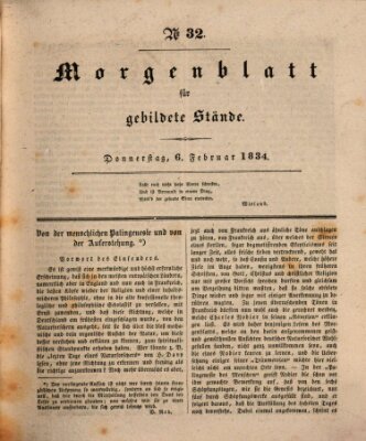 Morgenblatt für gebildete Stände Donnerstag 6. Februar 1834