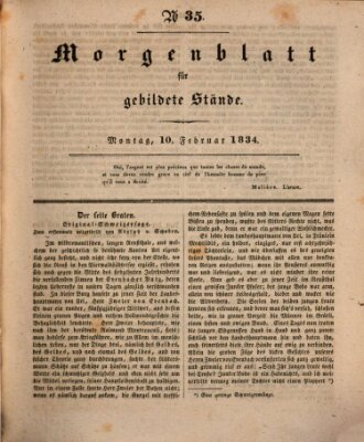 Morgenblatt für gebildete Stände Montag 10. Februar 1834