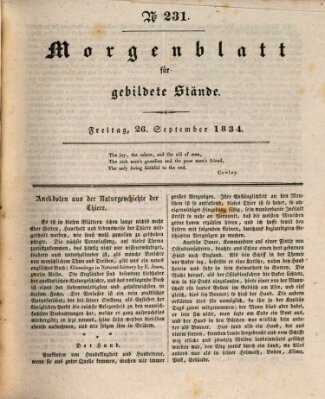 Morgenblatt für gebildete Stände Freitag 26. September 1834