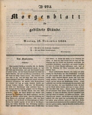 Morgenblatt für gebildete Stände Montag 17. November 1834