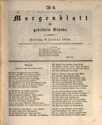 Morgenblatt für gebildete Stände Freitag 9. Januar 1835