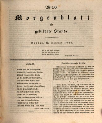 Morgenblatt für gebildete Stände Montag 12. Januar 1835