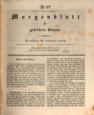 Morgenblatt für gebildete Stände Dienstag 20. Januar 1835