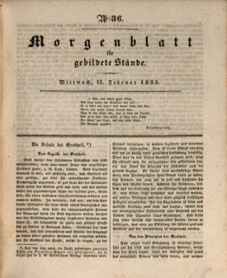 Morgenblatt für gebildete Stände Mittwoch 11. Februar 1835