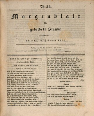 Morgenblatt für gebildete Stände Freitag 13. Februar 1835