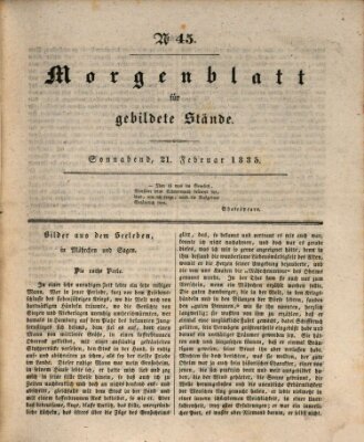 Morgenblatt für gebildete Stände Samstag 21. Februar 1835