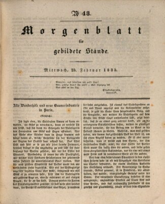 Morgenblatt für gebildete Stände Mittwoch 25. Februar 1835