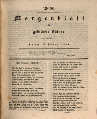 Morgenblatt für gebildete Stände Freitag 27. Februar 1835