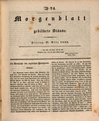 Morgenblatt für gebildete Stände Freitag 27. März 1835