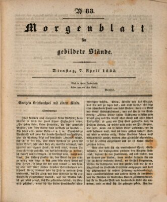 Morgenblatt für gebildete Stände Dienstag 7. April 1835