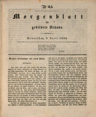 Morgenblatt für gebildete Stände Donnerstag 9. April 1835