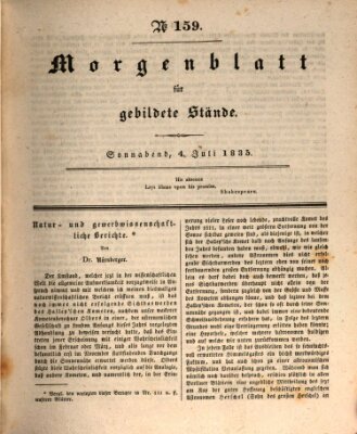 Morgenblatt für gebildete Stände Samstag 4. Juli 1835