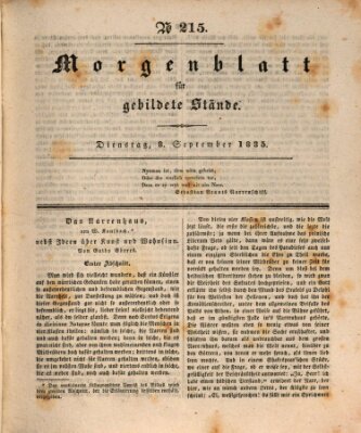 Morgenblatt für gebildete Stände Dienstag 8. September 1835