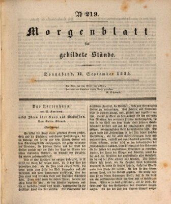 Morgenblatt für gebildete Stände Samstag 12. September 1835