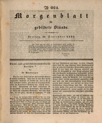 Morgenblatt für gebildete Stände Freitag 18. September 1835