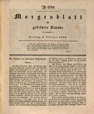 Morgenblatt für gebildete Stände Freitag 2. Oktober 1835