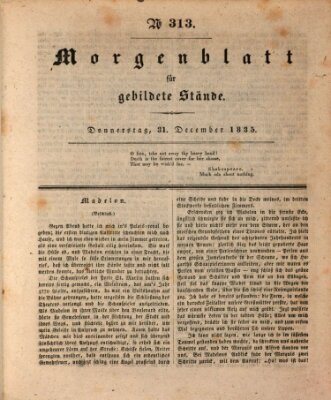 Morgenblatt für gebildete Stände Donnerstag 31. Dezember 1835