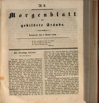 Morgenblatt für gebildete Stände Samstag 2. Januar 1836