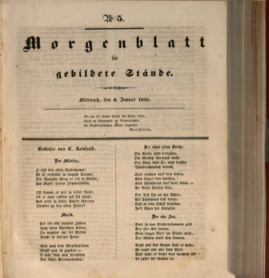 Morgenblatt für gebildete Stände Mittwoch 6. Januar 1836