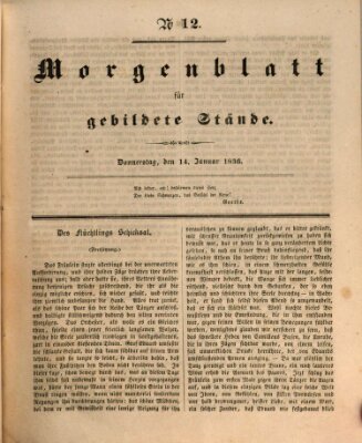 Morgenblatt für gebildete Stände Donnerstag 14. Januar 1836