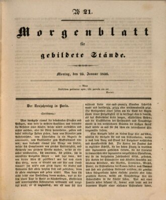 Morgenblatt für gebildete Stände Montag 25. Januar 1836