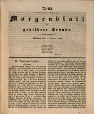 Morgenblatt für gebildete Stände Mittwoch 27. Januar 1836