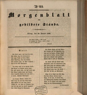 Morgenblatt für gebildete Stände Freitag 29. Januar 1836