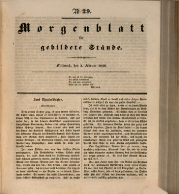 Morgenblatt für gebildete Stände Mittwoch 3. Februar 1836