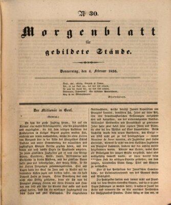 Morgenblatt für gebildete Stände Donnerstag 4. Februar 1836