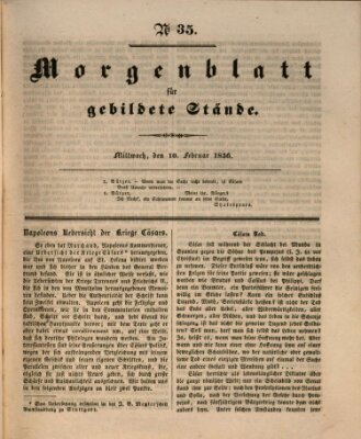 Morgenblatt für gebildete Stände Mittwoch 10. Februar 1836