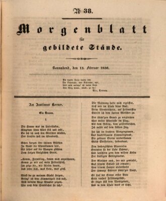 Morgenblatt für gebildete Stände Samstag 13. Februar 1836
