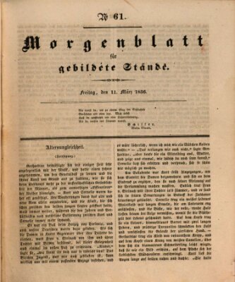 Morgenblatt für gebildete Stände Freitag 11. März 1836