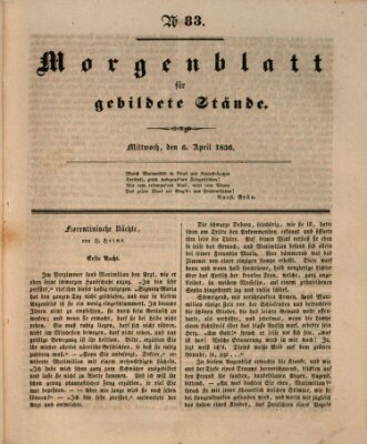 Morgenblatt für gebildete Stände Mittwoch 6. April 1836