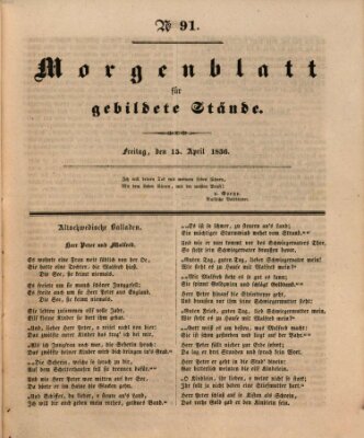 Morgenblatt für gebildete Stände Freitag 15. April 1836