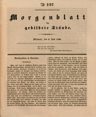 Morgenblatt für gebildete Stände Mittwoch 8. Juni 1836