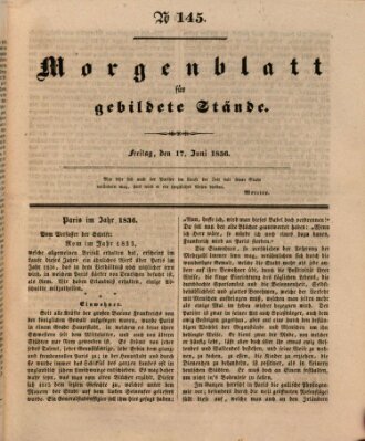 Morgenblatt für gebildete Stände Freitag 17. Juni 1836