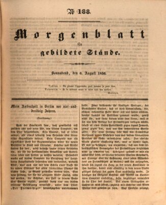 Morgenblatt für gebildete Stände Samstag 6. August 1836