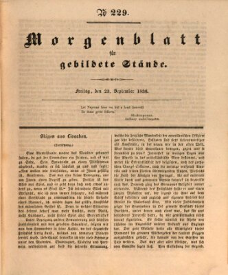 Morgenblatt für gebildete Stände Freitag 23. September 1836