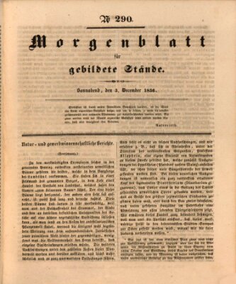 Morgenblatt für gebildete Stände Samstag 3. Dezember 1836